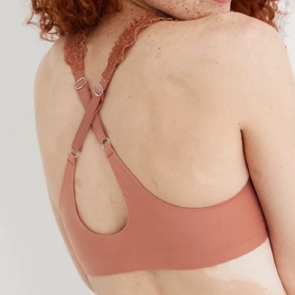 aerie rust Lace Trimmed Crossback Bra wireless real sunnie - Picture 4 of 8